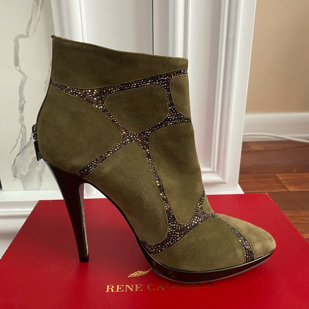 Rene Caovilla Green Suede Crystal Boots sz 39 - Picture 5 of 8